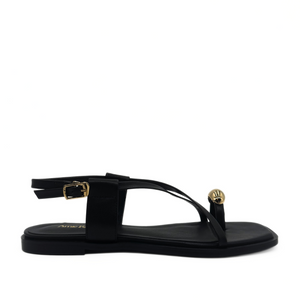 Lainey Strappy Black Sandal with Gold Toe – Amie Rafa