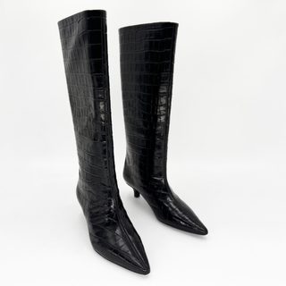 Ari Knee-High Glossed Leather Boots