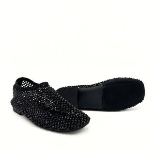 Delilah Rhinestone Mesh Flats