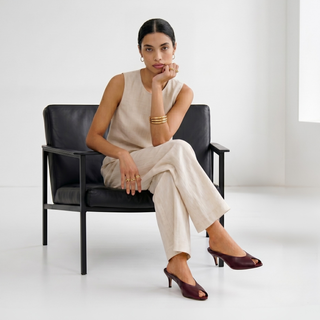 Audrey Peeptoe Leather Mules